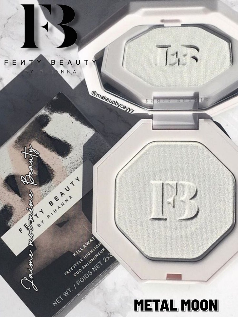 FENTY Beauty Metal Moon Highlighter - white with silver sparkle)